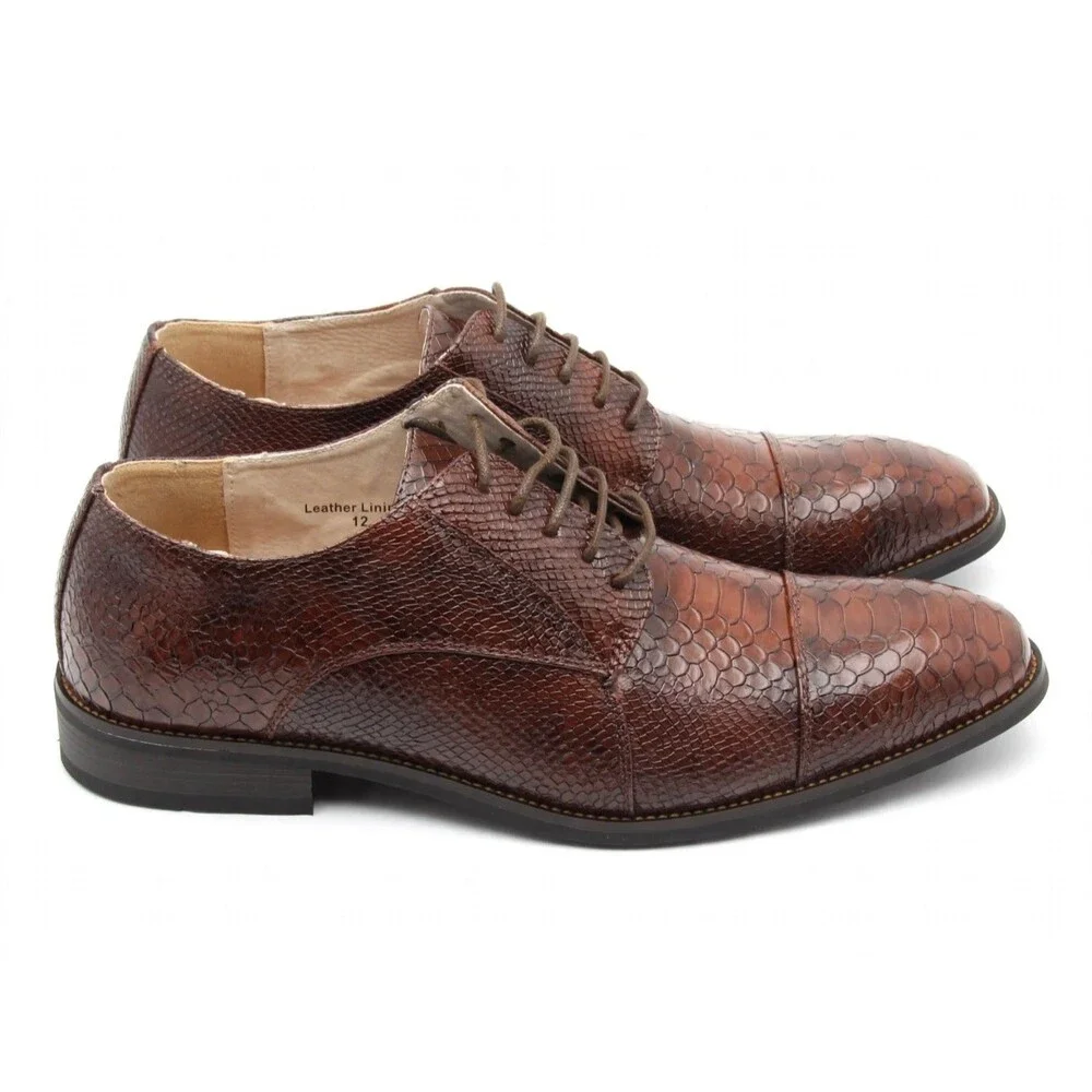 Majestic Mens 12 Brown Dress Shoes Python Oxford Memory Foam NIB 78366